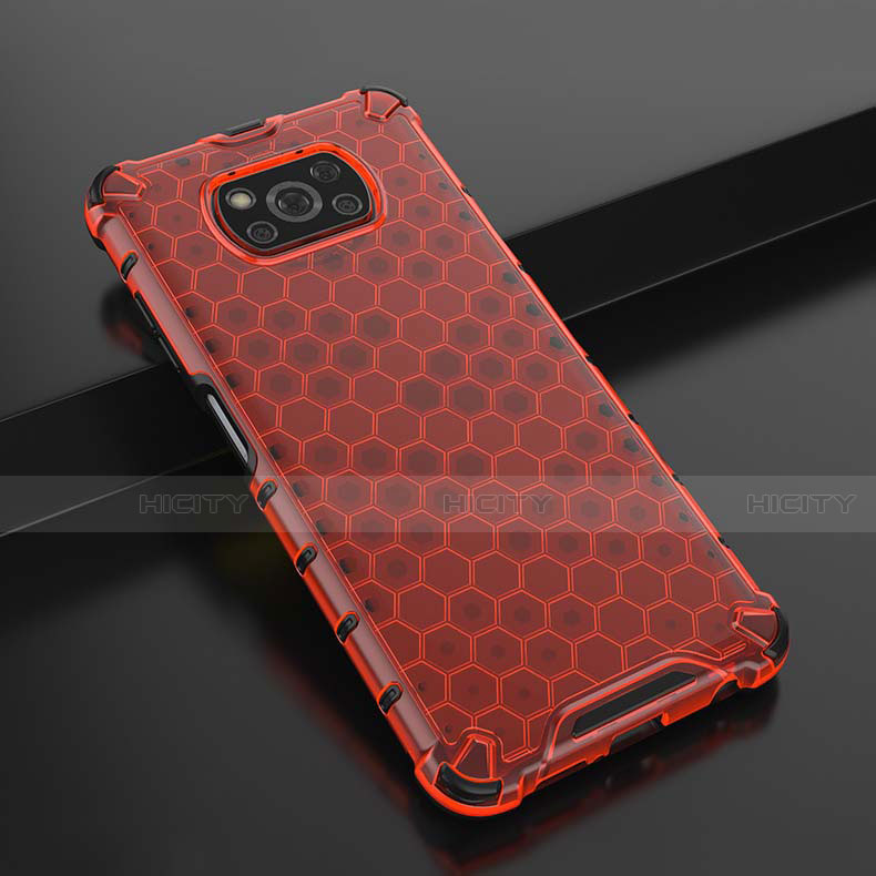 Custodia Silicone Trasparente Ultra Sottile Cover Morbida H01 per Xiaomi Poco X3 NFC Rosso