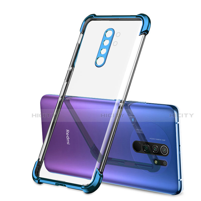 Custodia Silicone Trasparente Ultra Sottile Cover Morbida H01 per Xiaomi Redmi 9 Prime India Blu