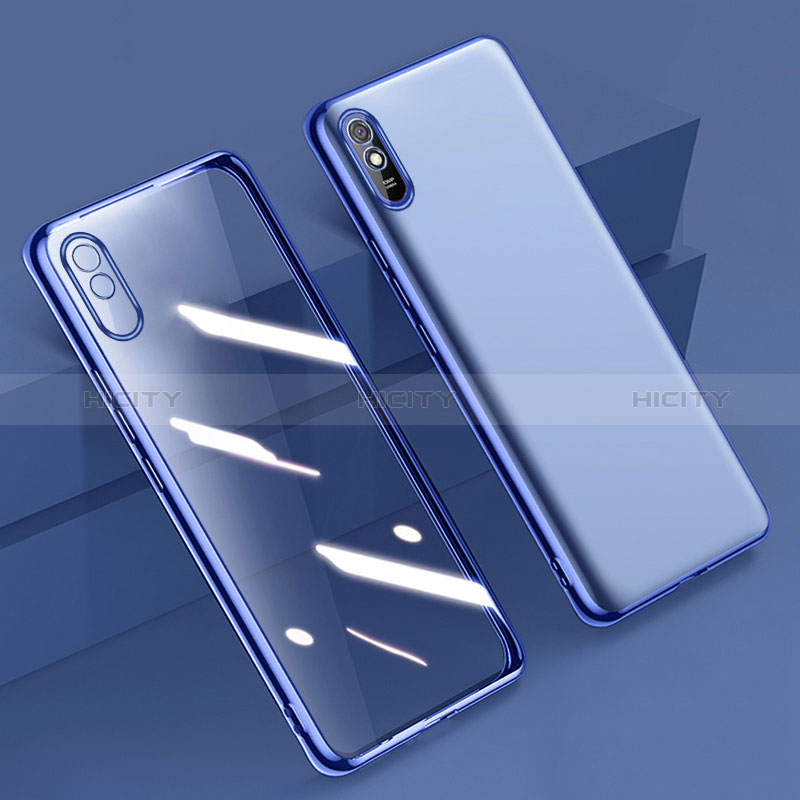 Custodia Silicone Trasparente Ultra Sottile Cover Morbida H01 per Xiaomi Redmi 9A Blu