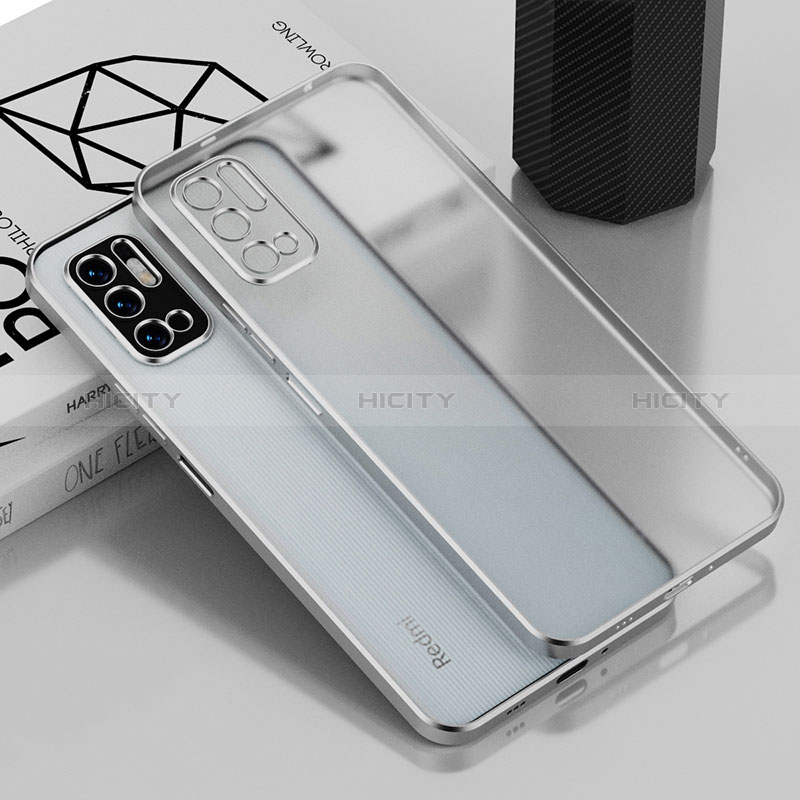 Custodia Silicone Trasparente Ultra Sottile Cover Morbida H01 per Xiaomi Redmi Note 10 5G Argento