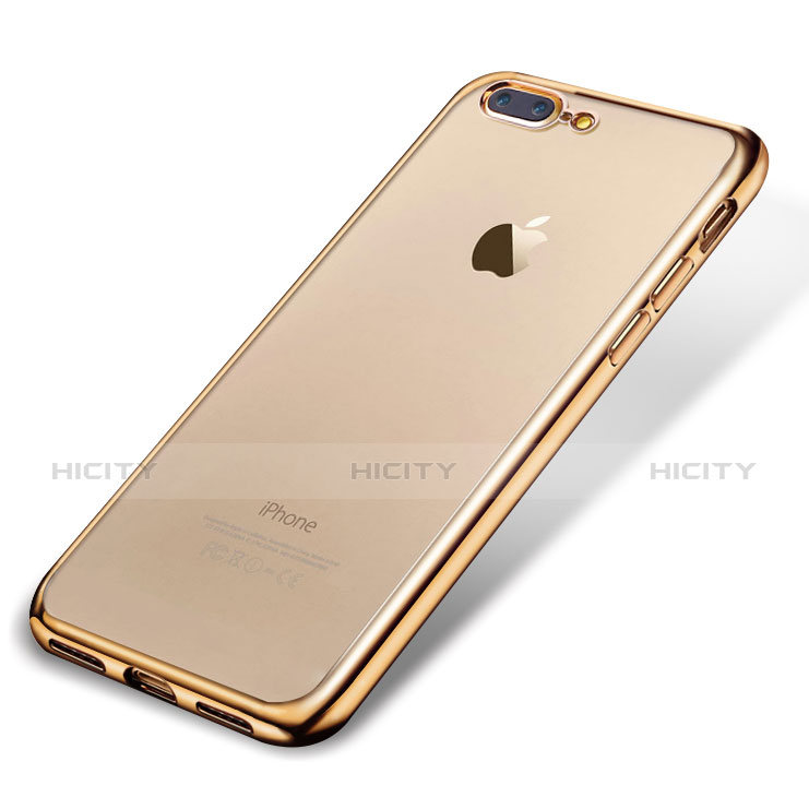 Custodia Silicone Trasparente Ultra Sottile Cover Morbida H02 per Apple iPhone 7 Plus Oro