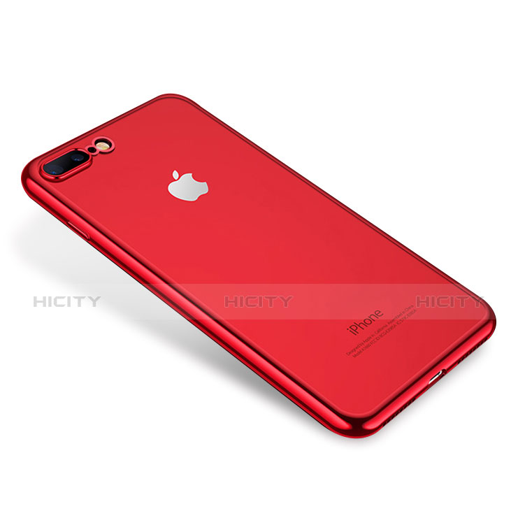 Custodia Silicone Trasparente Ultra Sottile Cover Morbida H02 per Apple iPhone 7 Plus Rosso