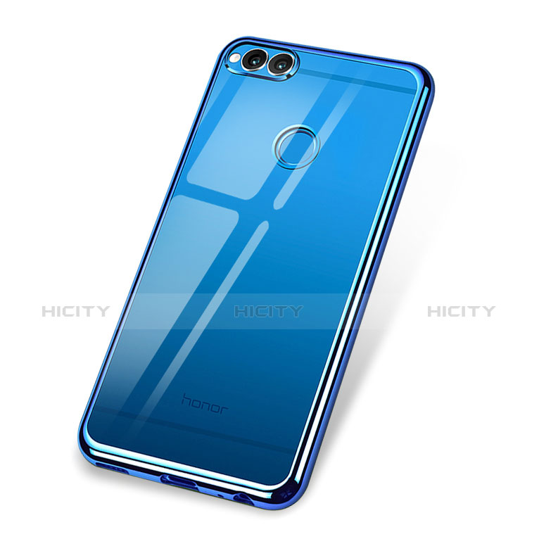 Custodia Silicone Trasparente Ultra Sottile Cover Morbida H02 per Huawei Honor 7X Blu