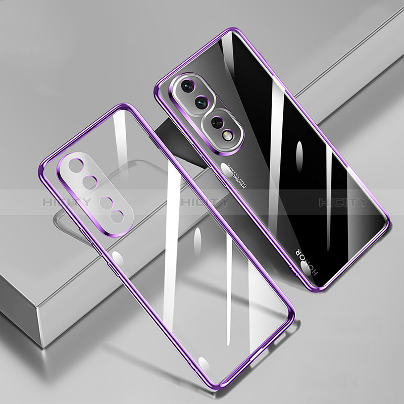 Custodia Silicone Trasparente Ultra Sottile Cover Morbida H02 per Huawei Honor 80 Pro 5G Viola