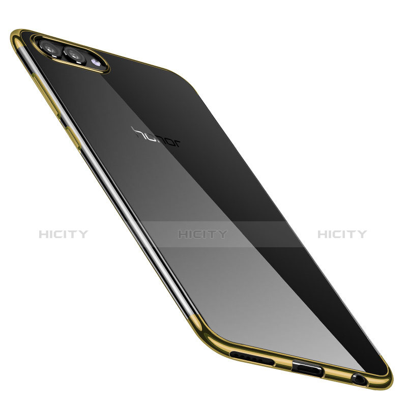 Custodia Silicone Trasparente Ultra Sottile Cover Morbida H02 per Huawei Honor V10 Oro