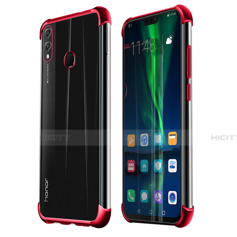 Custodia Silicone Trasparente Ultra Sottile Cover Morbida H02 per Huawei Honor View 10 Lite Rosso