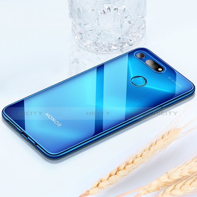 Custodia Silicone Trasparente Ultra Sottile Cover Morbida H02 per Huawei Honor View 20 Blu