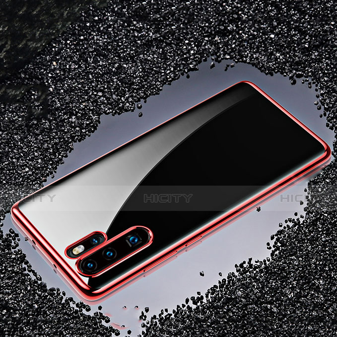 Custodia Silicone Trasparente Ultra Sottile Cover Morbida H02 per Huawei P30 Pro New Edition Rosso