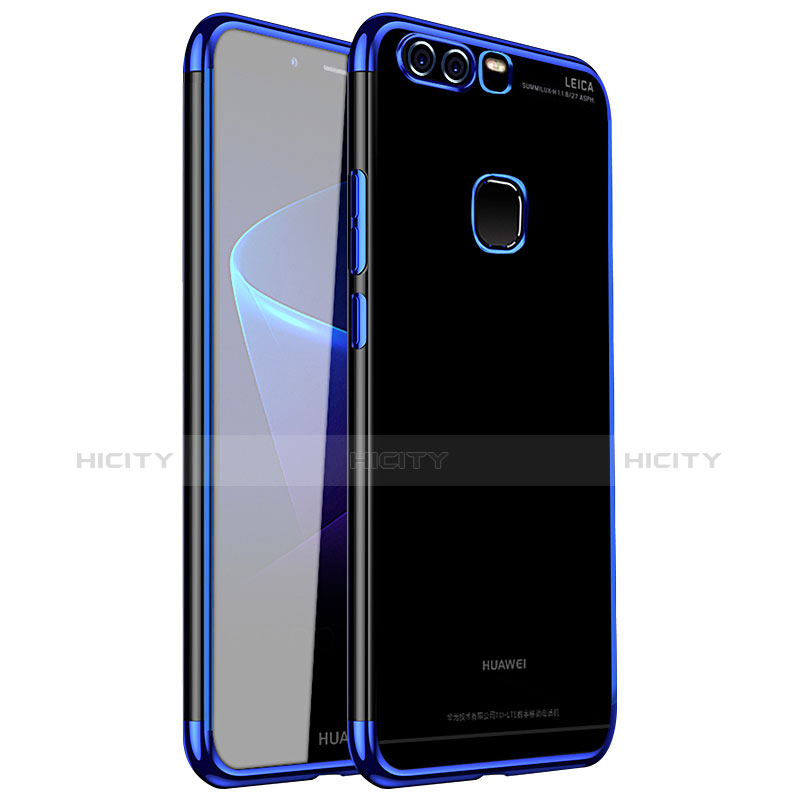 Custodia Silicone Trasparente Ultra Sottile Cover Morbida H02 per Huawei P9 Blu