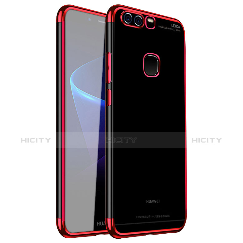 Custodia Silicone Trasparente Ultra Sottile Cover Morbida H02 per Huawei P9 Rosso