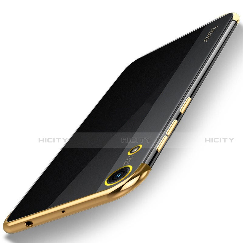 Custodia Silicone Trasparente Ultra Sottile Cover Morbida H02 per Huawei Y6 Pro (2019) Oro