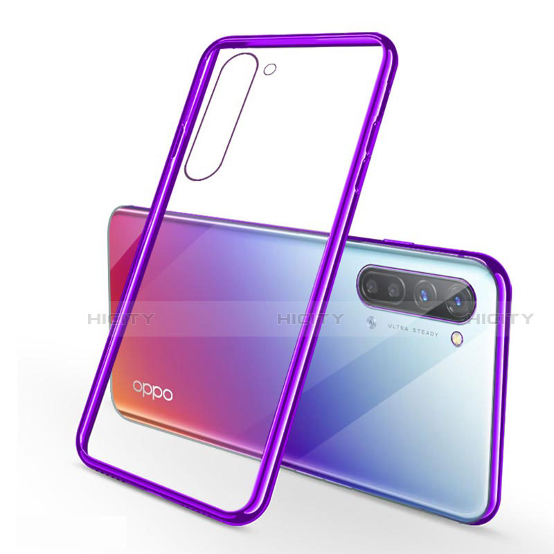 Custodia Silicone Trasparente Ultra Sottile Cover Morbida H02 per Oppo F15 Viola