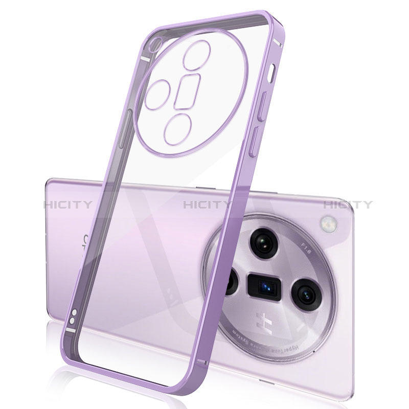 Custodia Silicone Trasparente Ultra Sottile Cover Morbida H02 per Oppo Find X7 Ultra 5G Viola