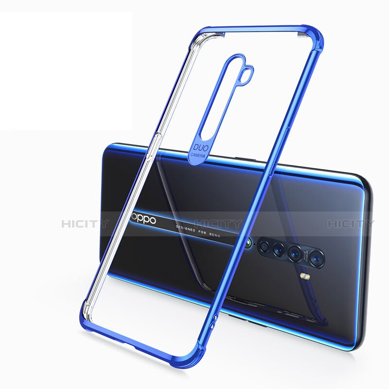 Custodia Silicone Trasparente Ultra Sottile Cover Morbida H02 per Oppo Reno2 Blu