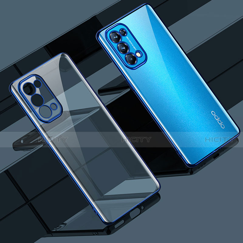 Custodia Silicone Trasparente Ultra Sottile Cover Morbida H02 per Oppo Reno5 Pro 5G Blu