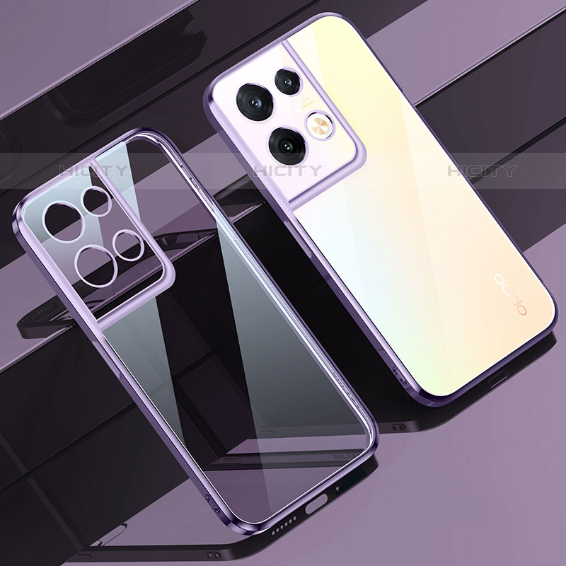 Custodia Silicone Trasparente Ultra Sottile Cover Morbida H02 per Oppo Reno9 Pro 5G Viola