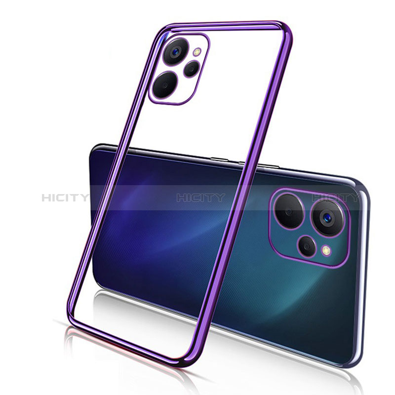 Custodia Silicone Trasparente Ultra Sottile Cover Morbida H02 per Realme 10T 5G Viola