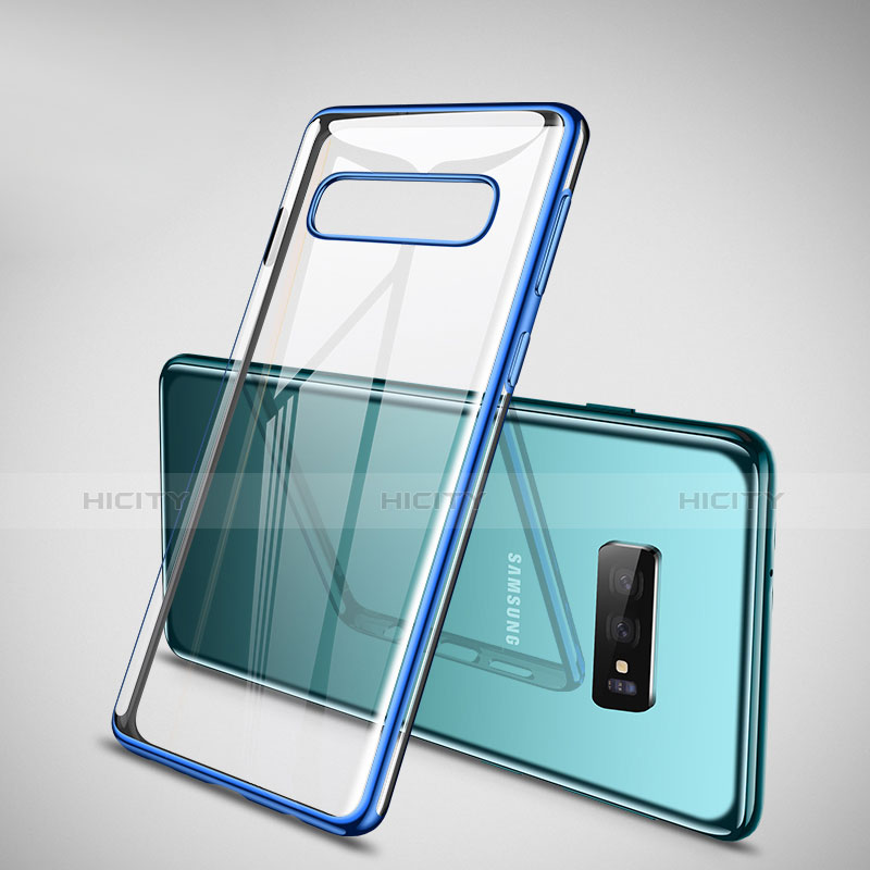 Custodia Silicone Trasparente Ultra Sottile Cover Morbida H02 per Samsung Galaxy S10 Blu