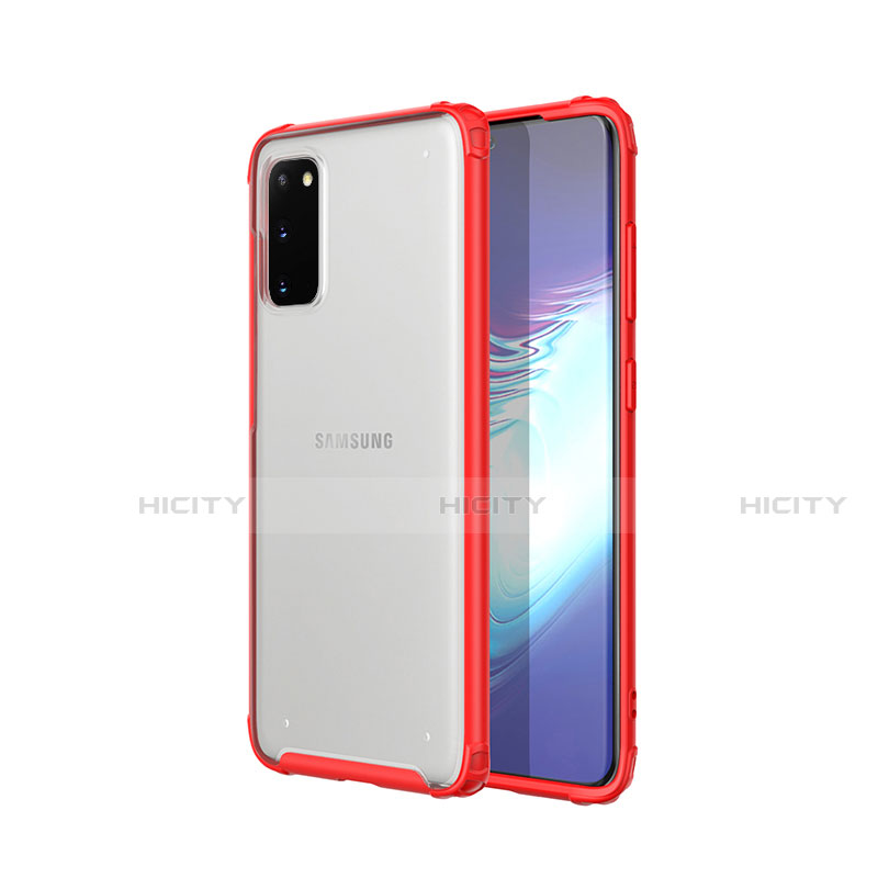 Custodia Silicone Trasparente Ultra Sottile Cover Morbida H02 per Samsung Galaxy S20 Rosso