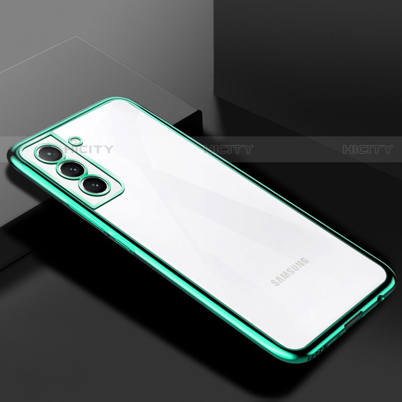 Custodia Silicone Trasparente Ultra Sottile Cover Morbida H02 per Samsung Galaxy S21 5G Verde