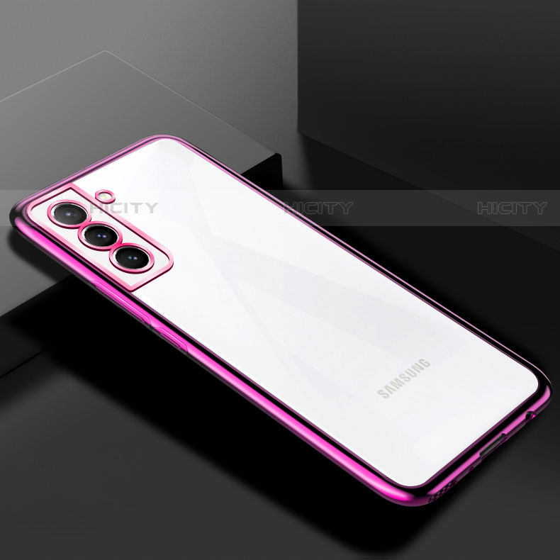 Custodia Silicone Trasparente Ultra Sottile Cover Morbida H02 per Samsung Galaxy S21 5G Viola