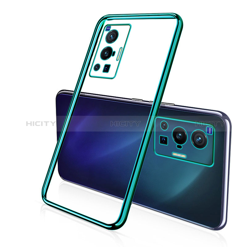 Custodia Silicone Trasparente Ultra Sottile Cover Morbida H02 per Vivo X70 Pro 5G Verde