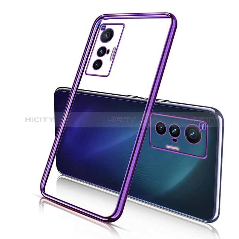 Custodia Silicone Trasparente Ultra Sottile Cover Morbida H02 per Vivo X70t Viola