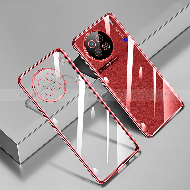 Custodia Silicone Trasparente Ultra Sottile Cover Morbida H02 per Vivo X90 Pro+ Plus 5G Rosso