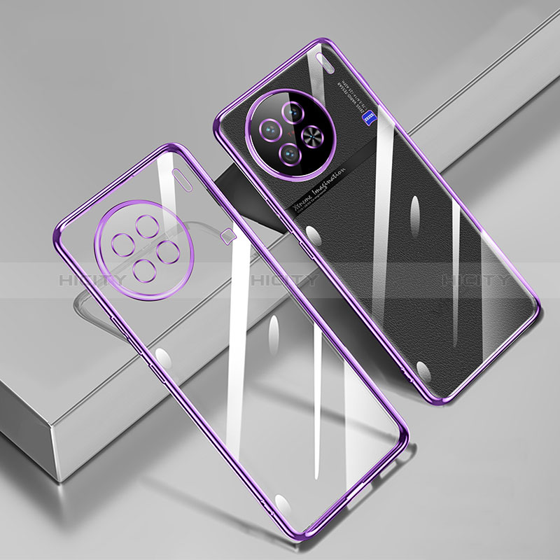 Custodia Silicone Trasparente Ultra Sottile Cover Morbida H02 per Vivo X90 Pro+ Plus 5G Viola