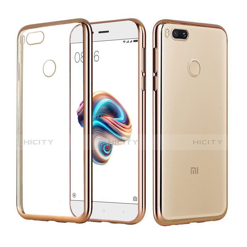 Custodia Silicone Trasparente Ultra Sottile Cover Morbida H02 per Xiaomi Mi 5X Oro