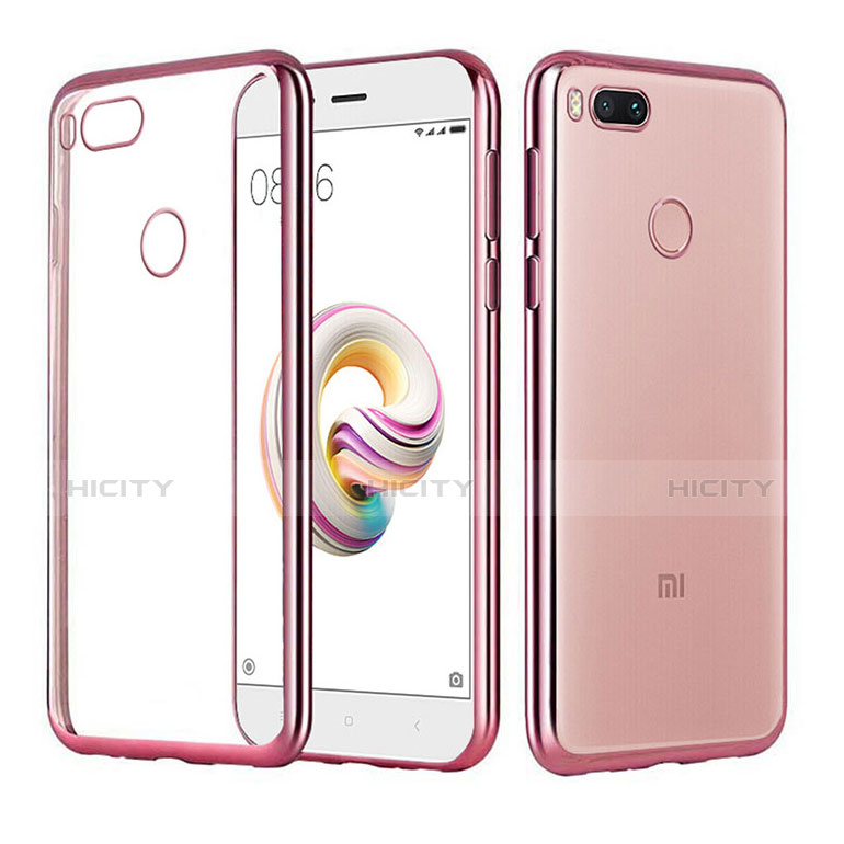 Custodia Silicone Trasparente Ultra Sottile Cover Morbida H02 per Xiaomi Mi 5X Oro Rosa