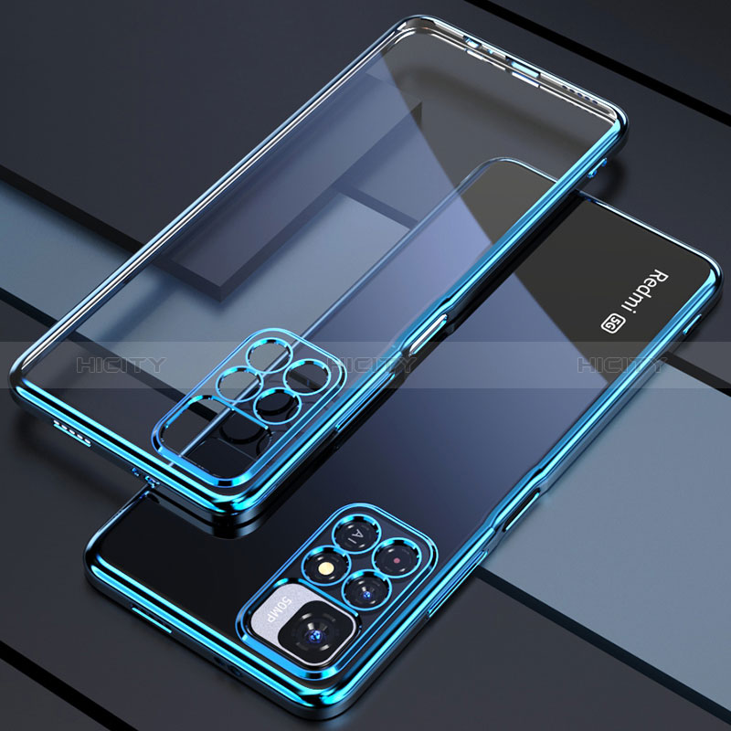 Custodia Silicone Trasparente Ultra Sottile Cover Morbida H02 per Xiaomi Poco M4 Pro 5G Blu