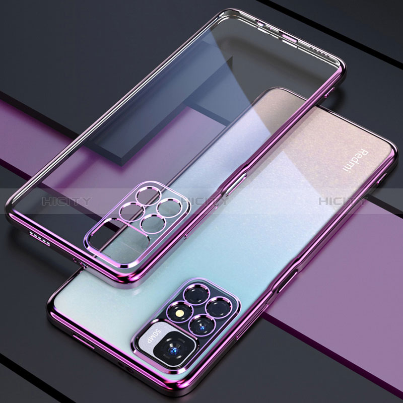 Custodia Silicone Trasparente Ultra Sottile Cover Morbida H02 per Xiaomi Redmi 10 4G Viola