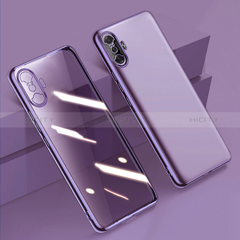 Custodia Silicone Trasparente Ultra Sottile Cover Morbida H02 per Xiaomi Redmi K40 Gaming 5G Viola