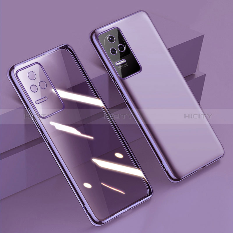 Custodia Silicone Trasparente Ultra Sottile Cover Morbida H02 per Xiaomi Redmi K40S 5G Viola