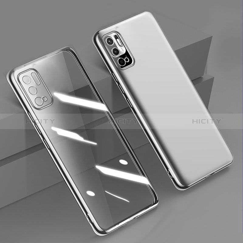 Custodia Silicone Trasparente Ultra Sottile Cover Morbida H02 per Xiaomi Redmi Note 10T 5G Argento