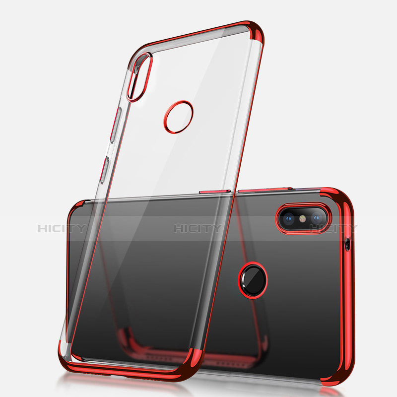 Custodia Silicone Trasparente Ultra Sottile Cover Morbida H02 per Xiaomi Redmi Note 5 Pro Rosso