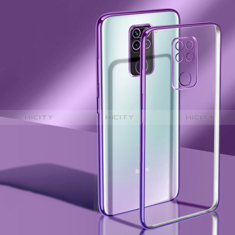 Custodia Silicone Trasparente Ultra Sottile Cover Morbida H02 per Xiaomi Redmi Note 9 Viola