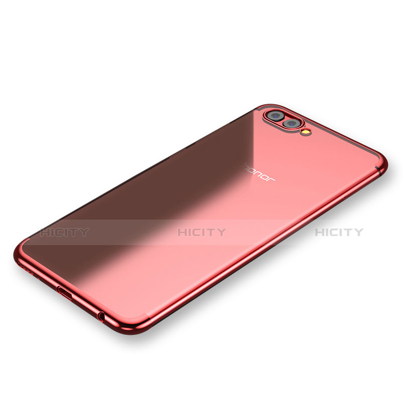 Custodia Silicone Trasparente Ultra Sottile Cover Morbida H03 per Huawei Honor V10 Rosso