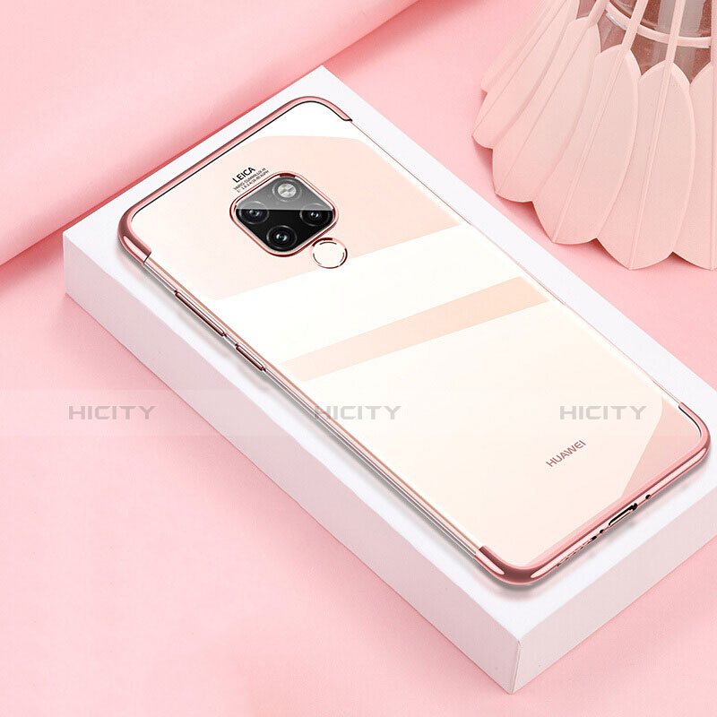 Custodia Silicone Trasparente Ultra Sottile Cover Morbida H03 per Huawei Mate 20 Pro Oro Rosa