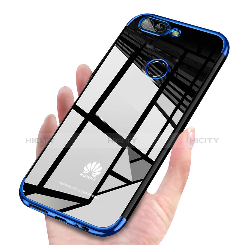 Custodia Silicone Trasparente Ultra Sottile Cover Morbida H03 per Huawei P Smart Blu