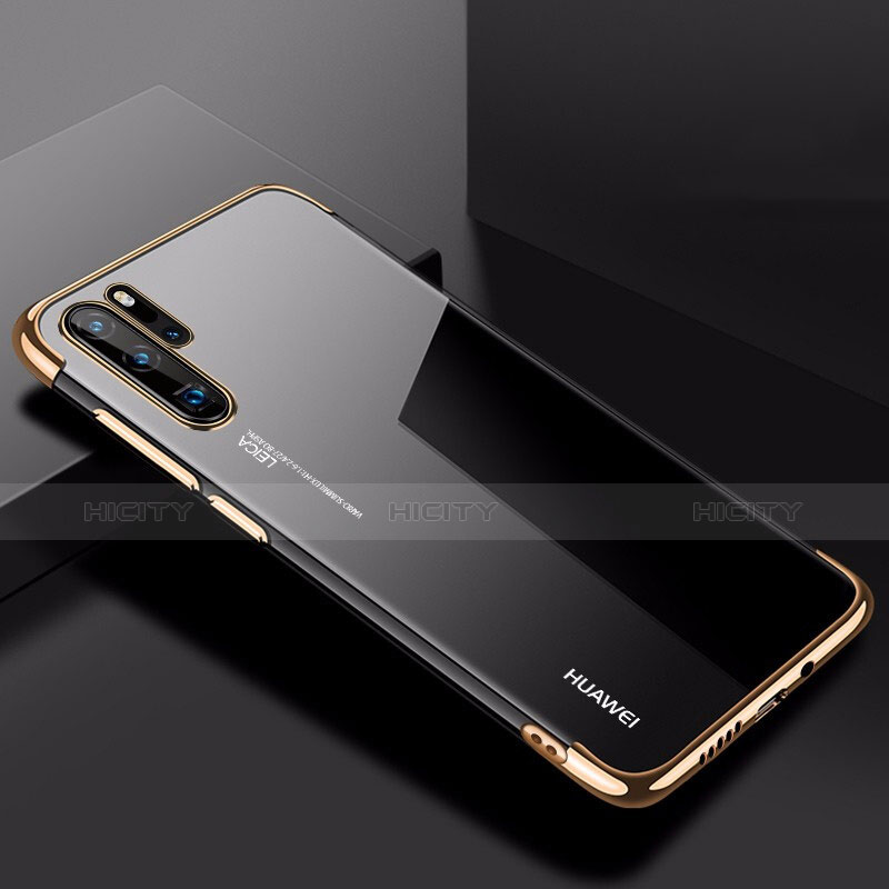 Custodia Silicone Trasparente Ultra Sottile Cover Morbida H03 per Huawei P30 Pro Oro