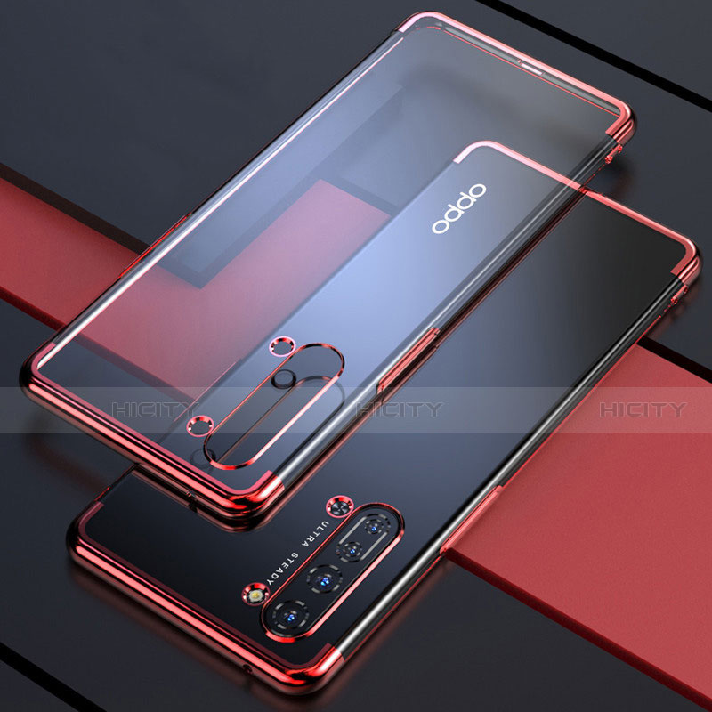 Custodia Silicone Trasparente Ultra Sottile Cover Morbida H03 per Oppo F15 Rosso