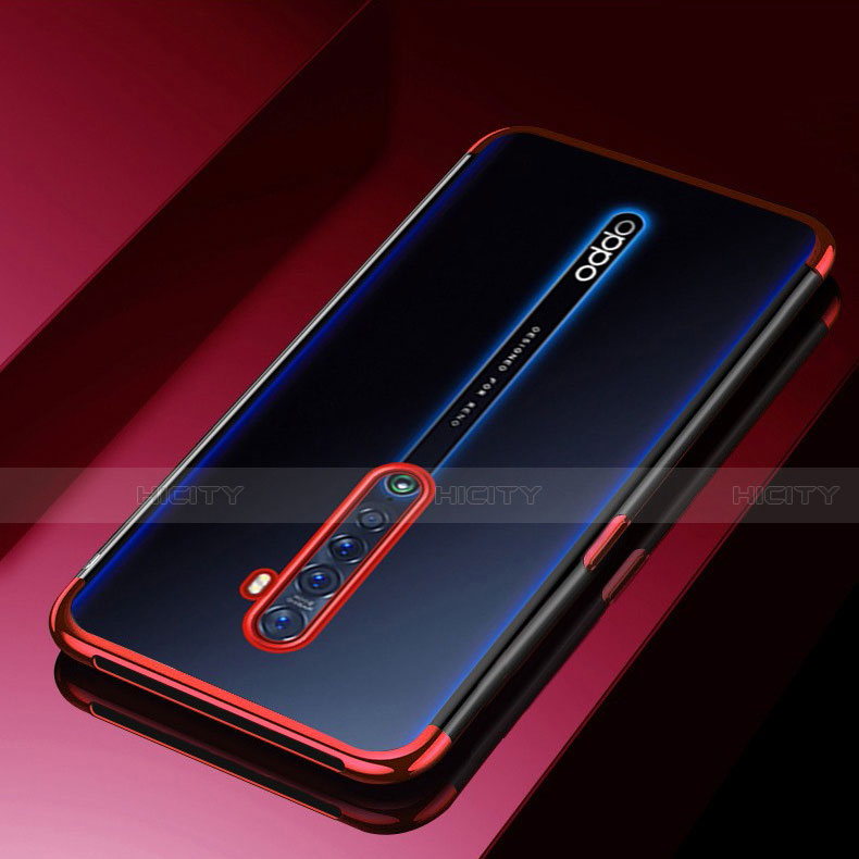 Custodia Silicone Trasparente Ultra Sottile Cover Morbida H03 per Oppo Reno2 Rosso