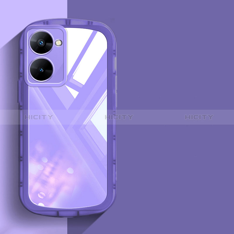 Custodia Silicone Trasparente Ultra Sottile Cover Morbida H03 per Realme V30 5G Viola