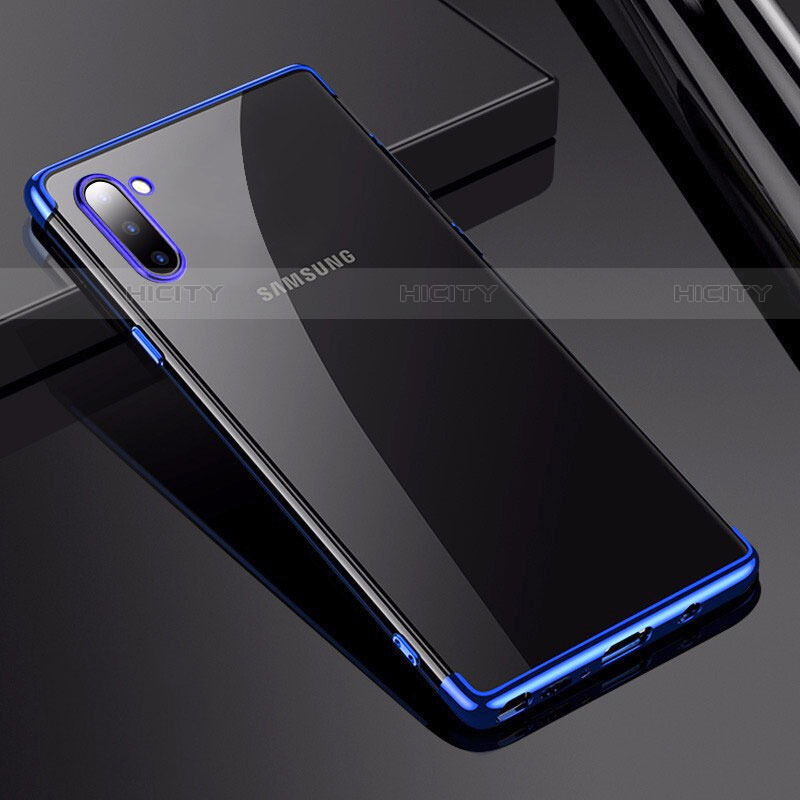 Custodia Silicone Trasparente Ultra Sottile Cover Morbida H03 per Samsung Galaxy Note 10 5G Blu