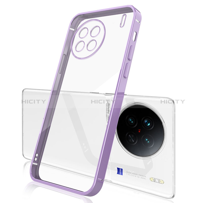 Custodia Silicone Trasparente Ultra Sottile Cover Morbida H03 per Vivo X90 Pro+ Plus 5G Viola