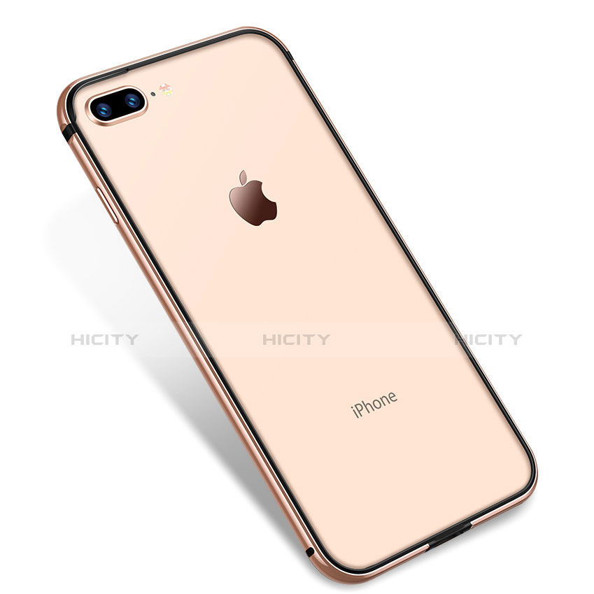 Custodia Silicone Trasparente Ultra Sottile Cover Morbida H04 per Apple iPhone 7 Plus Oro