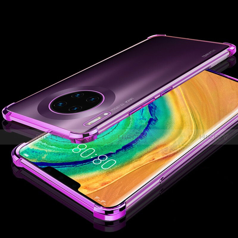 Custodia Silicone Trasparente Ultra Sottile Cover Morbida H04 per Huawei Mate 30 Pro Viola