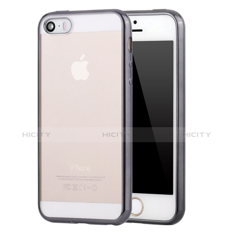 Custodia Silicone Trasparente Ultra Sottile Cover Morbida H05 per Apple iPhone 5 Grigio